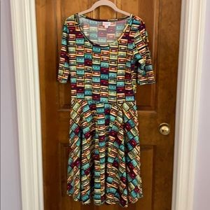 EUC LuLaRoe Cassettes Nicole Swing Dress Medium